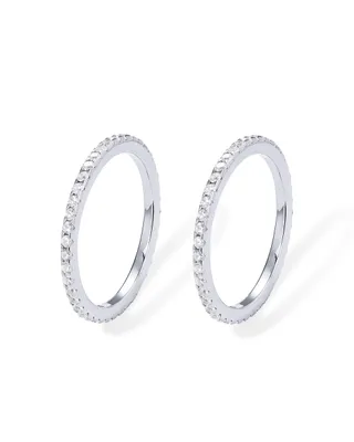 PAVOI 2-Pack White Gold Stackable Ring Set