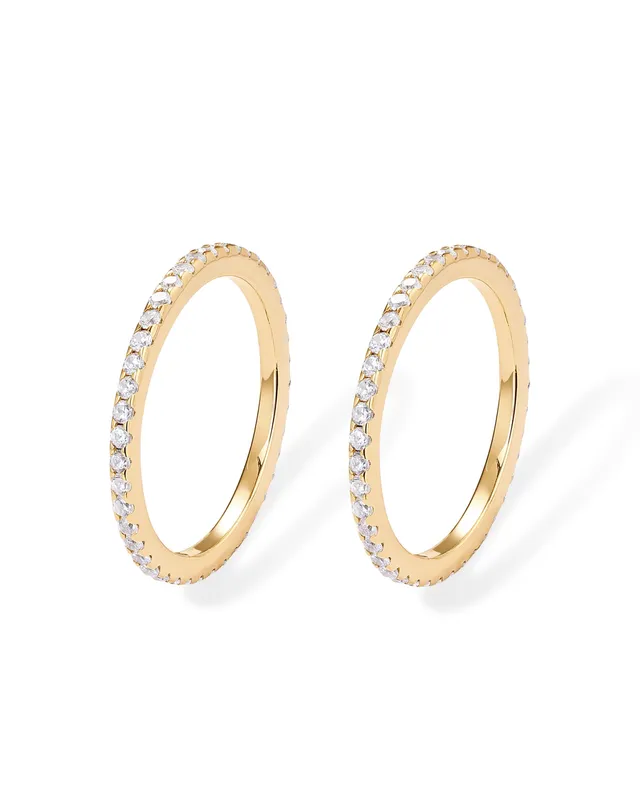 PAVOI 14K Gold Plated Stackable Ring 2-Pack Size 8