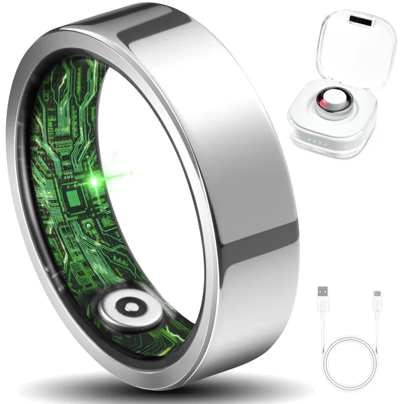 Mexlyca Smart Ring 8# in a sleek silver finish