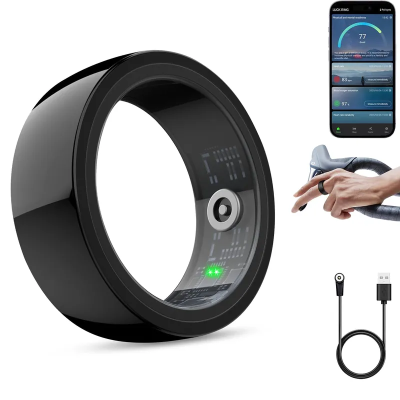 NUDZENI Smart Health Ring on a user's index finger