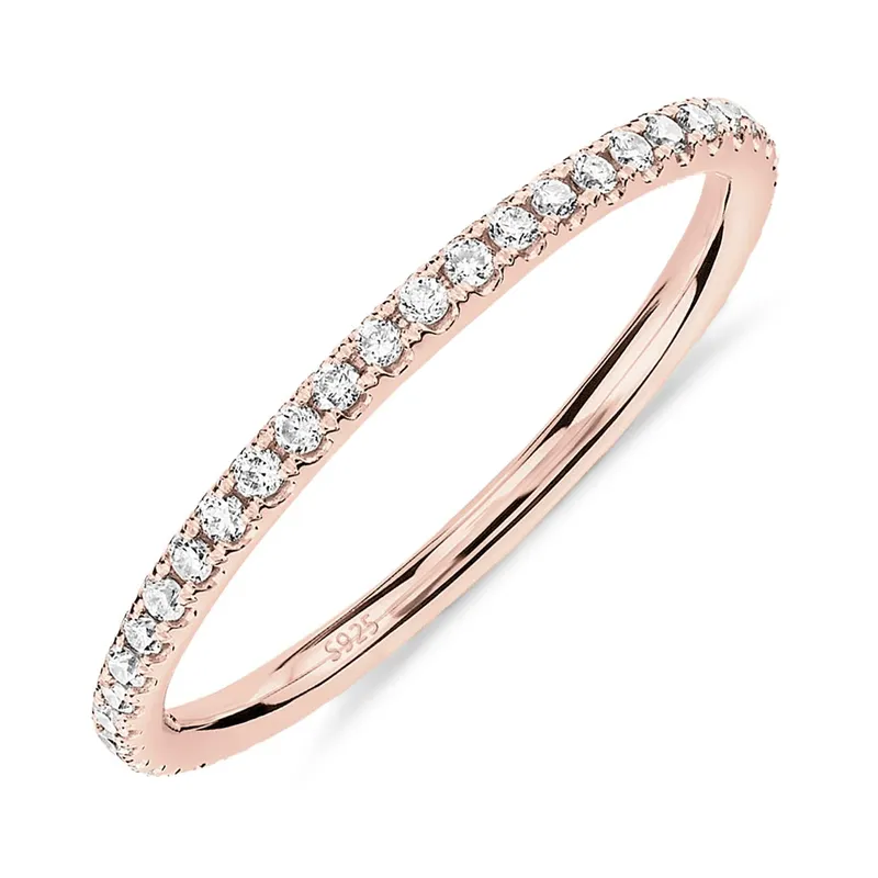 PAVOI 14K Gold Vermeil Stackable Ring - Rose Gold, Size 7
