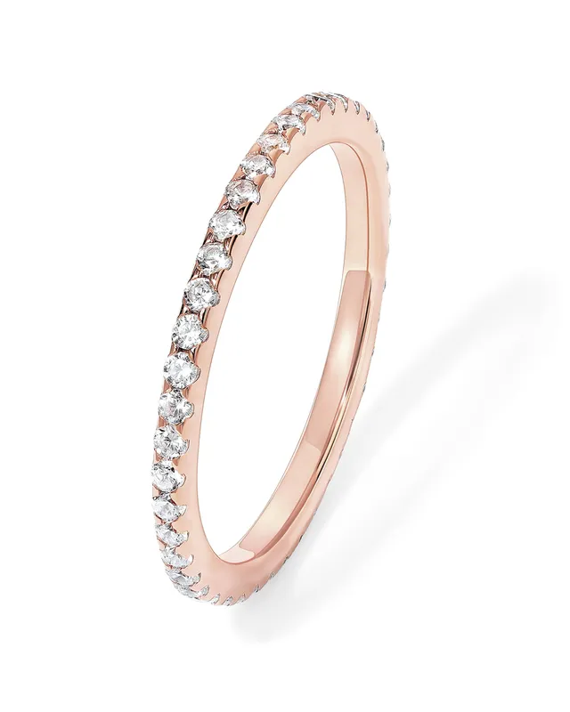 PAVOI 14K Rose Gold Plated Stackable Eternity Ring - Size 7