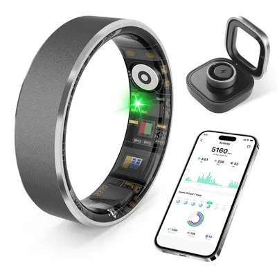 prxxhri Smart Health Ring, Gunmetal Gray (Size 7)