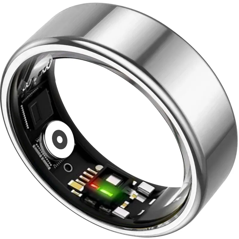 TIAZUUX Smart Ring 11 Silver resting on a desk surface