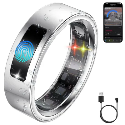 uaue Smart Health Ring - Size 9, Silver
